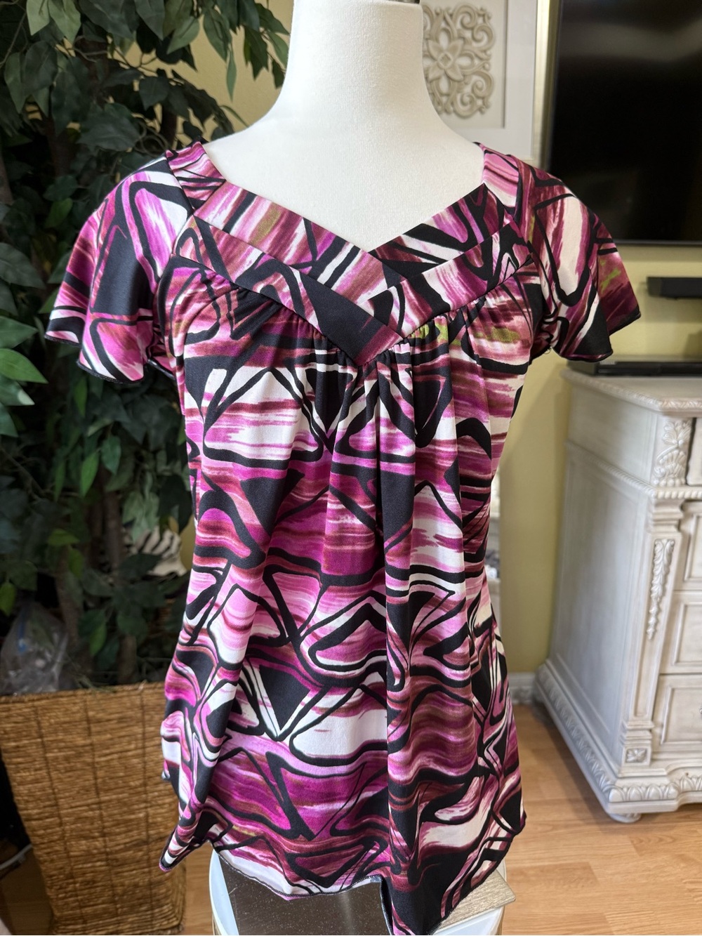 Perception Concept Y2K Abstract Babydoll Top Small